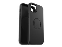 OtterBox OtterGrip Symmetry Series - Baksidedeksel for mobiltelefon - MagSafe-samsvar - polykarbonat, syntetisk gummi - svart - for Apple iPhone 14 Plus, 15 Plus 77-93152