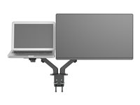 Vision VFM-DAD/4 - Monteringssett - justerbar arm - for 2 LCD-skjermer eller LCD-skjerm og bærbar/nettbrett - aluminium, stål - matt svart - skjermstørrelse: 17"-27" - skrivebordsmonterbar VFM-DAD/4