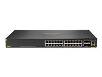 HPE Aruba CX 6300F - Switch - Kun horisontal overflatemontering - L3 - Styrt - 24 x 10/100/1000 (PoE+) + 4 x 50 Gigabit Ethernet SFP56 - front og side til bakside - rackmonterbar - PoE+ - TAA-samsvar S0G96A#ABB