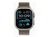Apple Watch Ultra 2 - 49 mm - naturlig titan - smartklokke med fint strikket løkke - båndbredde: M - 64 GB - LTE, Wi-Fi 4, UWB, Bluetooth - 4G - 61.4 g MX5R3DH/A