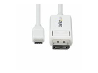 StarTech.com 6.6ft (2m) USB C to DisplayPort 1.2 Cable, Bidirectional - DisplayPort-kabel - 24 pin USB-C (hann) til DisplayPort (hann) - Displayport 1.2/Thunderbolt - 1.9 m - 4K 60Hz støtte, toretnings, aktiv - hvit CDP2DP2MBW