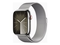 Apple Watch Series 9 (GPS + Cellular) - 45 mm - sølv rustfritt stål - smartklokke med fint strikket løkke - 64 GB - Wi-Fi, Bluetooth, UWB, LTE - 4G - 51.5 g MRMQ3DH/A