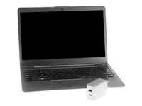 Insmat - Strømadapter - 65 watt - 3.25 A - PD 3.0, QC 3.0 - 2 utgangskontakter (USB, 24 pin USB-C) - hvit 530-9365