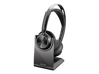 Poly Voyager Focus 2 - Hodesett - on-ear - Bluetooth - trådløs - aktiv støydemping - USB-C via Bluetooth-adapter - svart - Zoom Certified, Certified for Microsoft Teams 9T9J6AA#AC3