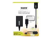 PORT Connect - USB/VGA-adapter - 24 pin USB-C (hann) til HD-15 (VGA) (hunn) - 15 cm 900125