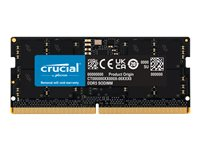 Crucial - DDR5 - modul - 16 GB - SO DIMM 262-pin - 4800 MT/s / PC5-38400 - CL40 - 1.1 V - ikke-bufret - ikke-ECC CT16G48C40S5
